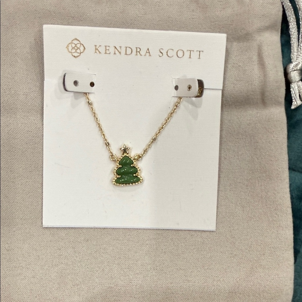 Kendra Scott Gold and Green Tree Pendant Necklace